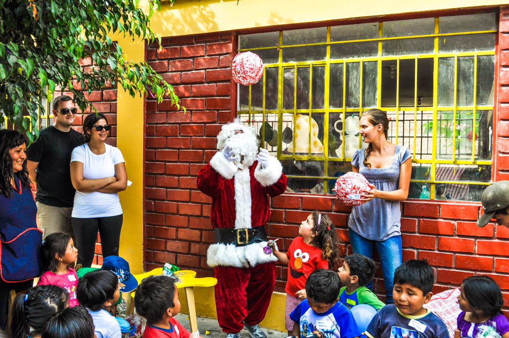 Santa Claus during Christmas in Pachacamac