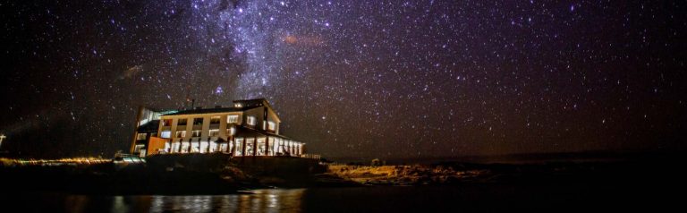 The Titilaka lodge below the starry night of Puno