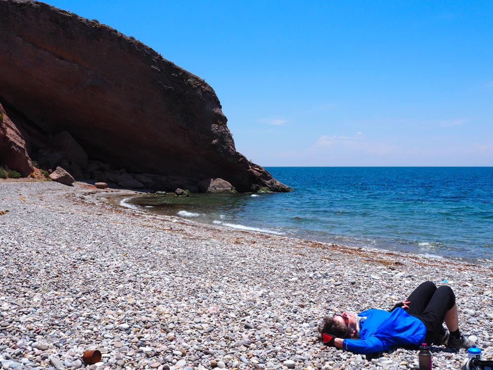 Relaxing at the shores of the Lake Titicaca